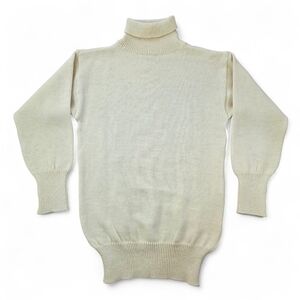 Vintage 80s Nautical Range Wool Turtleneck Submariner Sweater Cream UK Made M